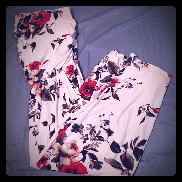 Pants - Floral strapless jumpsuit